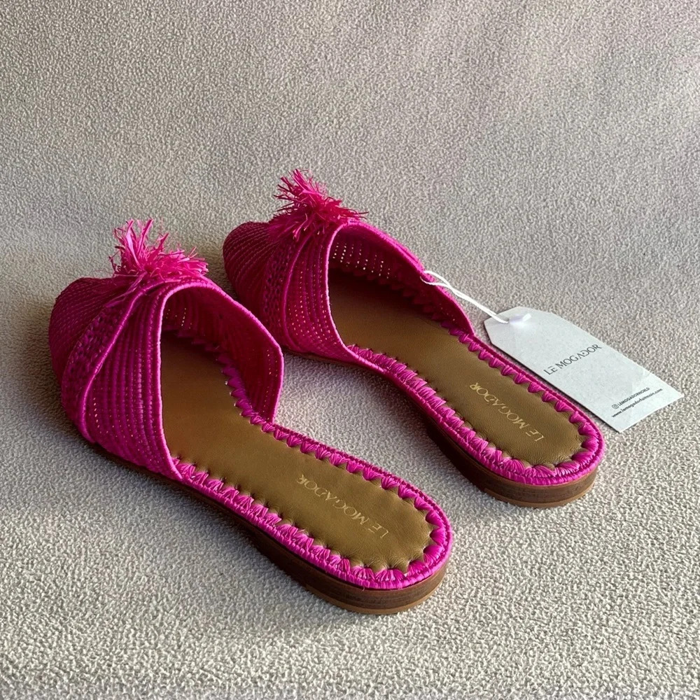 Le Mogador Taormina Mules Women’s 6.5 Fuchsia Pink Summer Beach Island Vacation - Picture 3 of 6